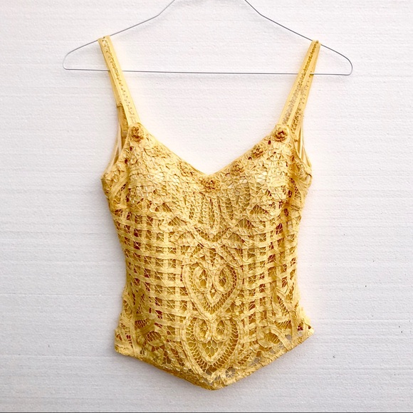 Tops - Sue Wong Yellow embellished sequin party top XS